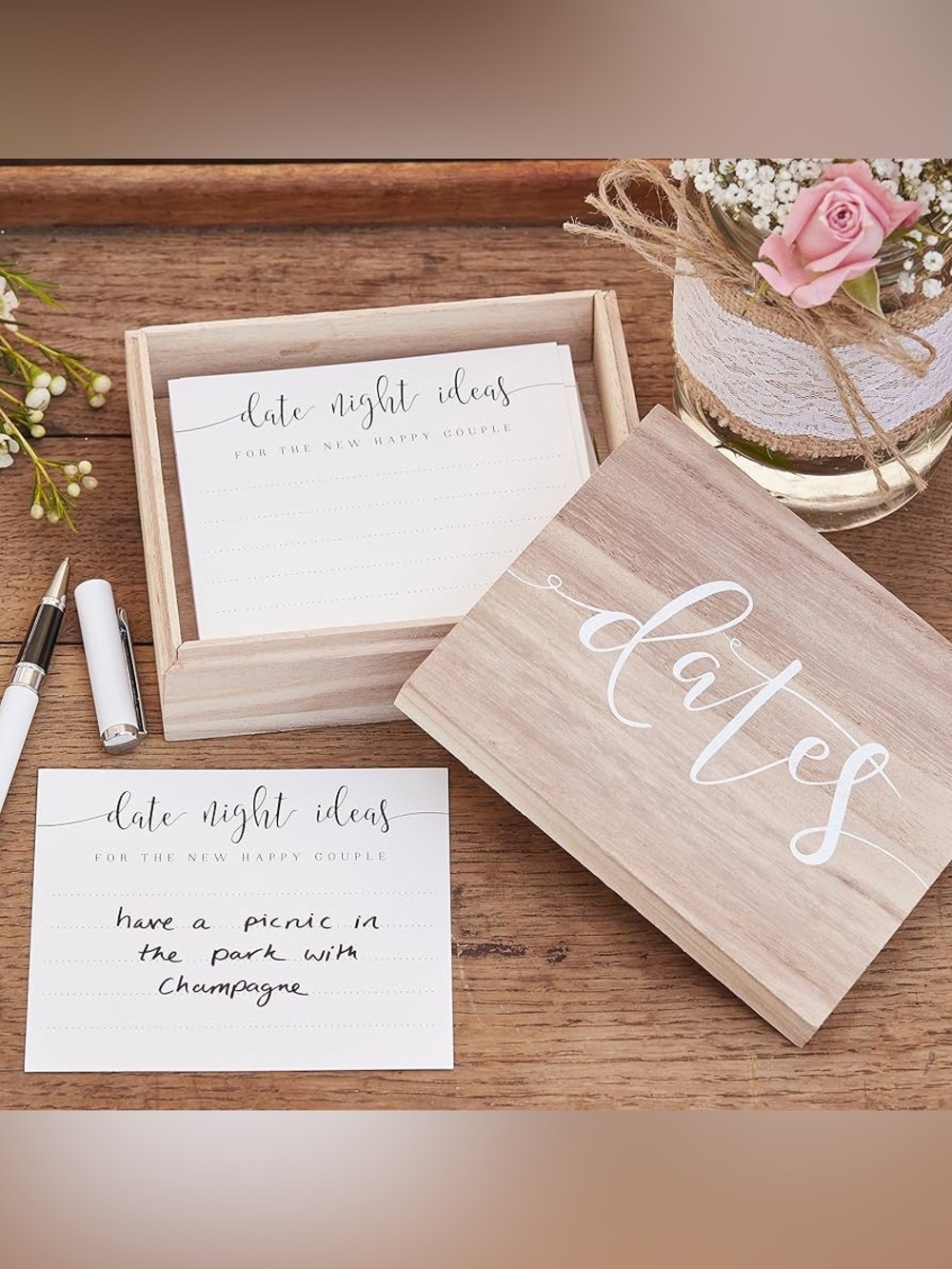 Wedding Decor! Ginger Ray Date Night Wooden Alternative Wedding Guest Book!